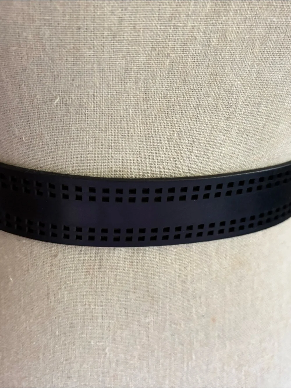 Cole Haan Black Leather Belt with Gold Logo Accent 5 Notches